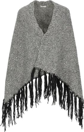 PESERICO Lurex Cape - Dames - Ponchos - Grijs - S - Jassen