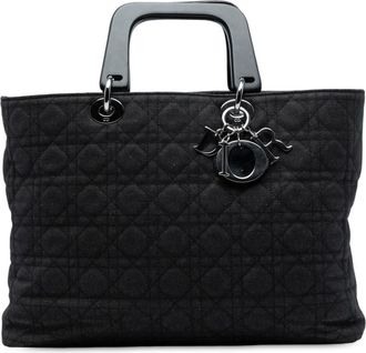 Dior Pre-owned Dior Extra Large Denim Cannage Acrylic Lady Dior Ladies 01RU 0063