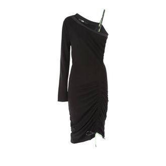 Karl Lagerfeld Short Dresses, female, Black, Size: M Cord Detail Jersey Dress