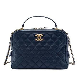 Chanel Pre-owned Vintage Satchel - Dames - Vintage Handtas - Blauw - ONE Size - Leer - Vintage