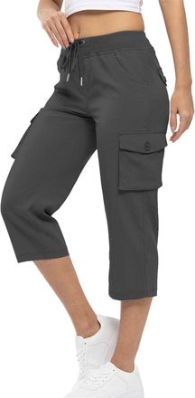 Generic Womens Cropped Trousers Casual Cargo Shorts Drawstring Elastic Walking Shorts High Waisted Hiking Capri Pants Ladies Summer Outdoor Combat Shorts for 