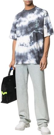 Marcelo Burlon Logo Tie-Dye Oversized T-shirt - Heren - T-shirts - Grijs - S - Katoen - Tops