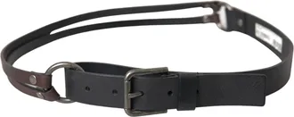 Dolce & Gabbana Mens Black Brown Leather Silver Metal Buckle Belt And