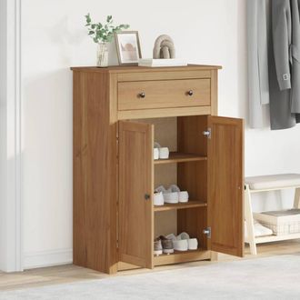 Berkfield Home Shoe Cabinet Panama 80x40x114 cm Solid Wood Pine in Brown | Size: 80 x 40 x 114 cm