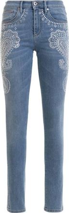 Roberto Cavalli Bandana Embroidered Skinny Jeans, Brand Size 40 ( US Size 6 )