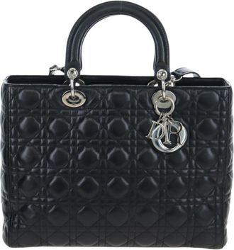 Dior Lady Dior Lambskin Black Leather Handbag (Pre-Owned)