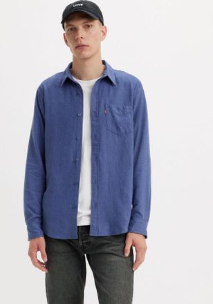 Levi's Jeanshemd LEVIS SUNSET 1 POCKET STANDARD, Damen, Gr. XL, N-Gr, blau (polson costal fjord), Web, Obermaterial: 43% Leinen, 34% Viskose, 23% Baumwolle, 