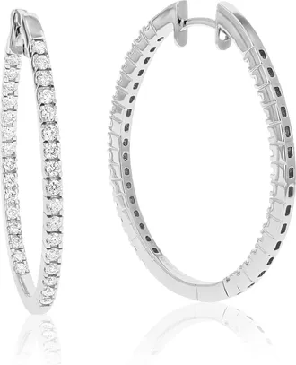 Vir Jewels 1 cttw Lab Grown Diamond Hoops Earrings in Sterling Silver With Hidden Post For Women
