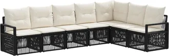 vidaXL Conjunto De Sof&aacute;s De Jard&iacute;n 7 Uds. Negro Rat&aacute;n Sint&eacute;tico Vidaxl