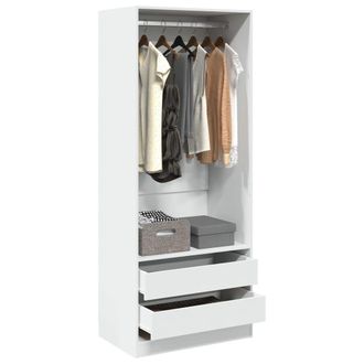 Berkfield Home Wardrobe White 80x50x200 cm Engineered Wood | Size: 80 x 50 x 200 cm