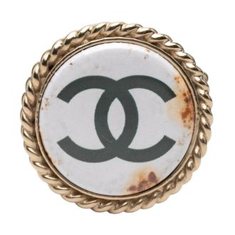 Chanel Pre-owned Jewellery, female, White, Size: ONE SIZE Pre-owned Vintage CC Logo Brooch