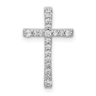Diamond2Deal 10K White Gold 1/5ct. Diamond Latin Cross Chain Slide Pendant