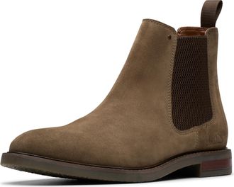 Clarks Mens Jaxen Easy Chelsea Boot, Stone Suede, 9 UK