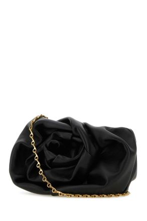 Burberry Womens Black Nappa Leather Rose Clutch