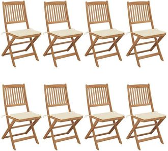 vidaXL Vidaxl - Sillas De Jard&iacute;n Plegables 8 Uds Madera Maciza Acacia Y Cojines