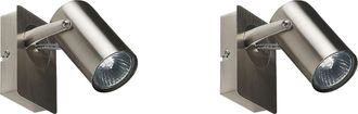 Beliani Conjunto De 2 L&aacute;mparas De Pared De Metal Plateado Focos Luz Orientable Klip