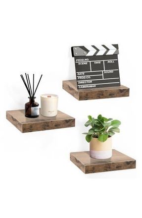 Sorbus Set of 3 Square Floating Shelves in Mahogany at Nordstrom Rack
