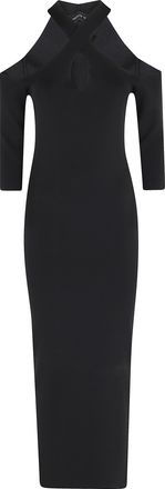 Federica Tosi Black Crossover Neckline Jersey Viscose Evening Dress