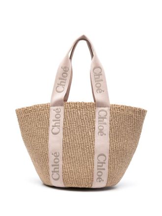 Chloé Borsa tote Woody grande - Toni neutri