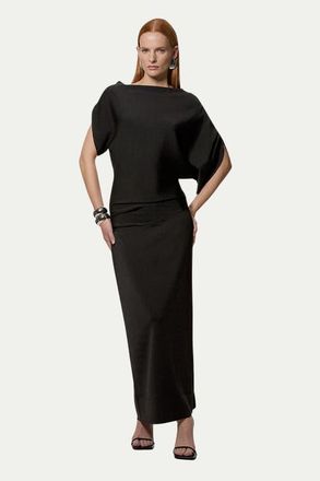 Karen Millen Dropped Waist Asymmetric Maxi Dress in Black at Nordstrom, Size X-Small