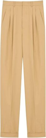 Saint Laurent Slim-fit broek van technische katoen - Heren - Nette broeken - Beige - L - Katoen - Broeken