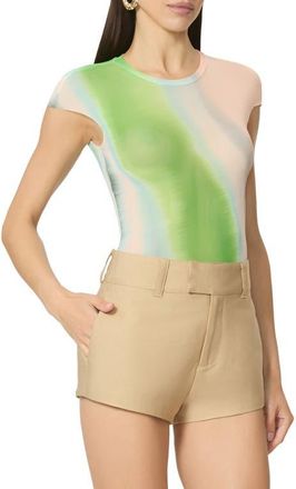 AFRM Nina Crewneck Mesh T-Shirt in Watercolor Abstract at Nordstrom, Size X-Small