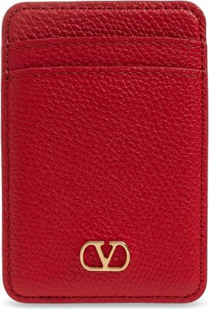 Valentino Garavani VLogo Signature Magnetische Kaarthouder - Dames - Portefeuilles - Rood - ONE Size - Leer - Accessoires