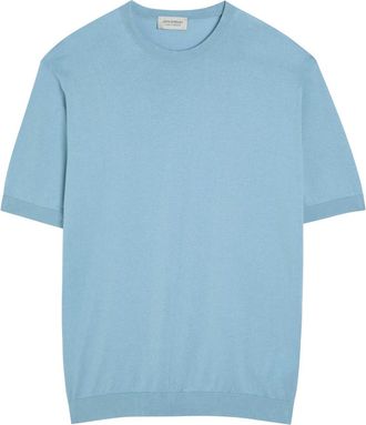 John Smedley Torin Fine-knit Cotton T-shirt - Light Blue - L