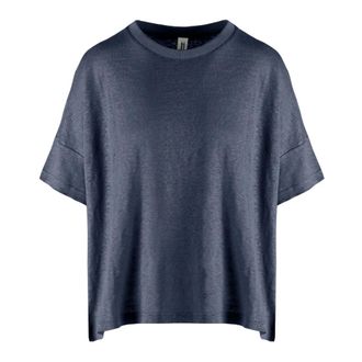 Bomboogie Camiseta oversize de punto de lino - Tops - Mujer - Azul - S