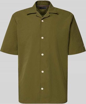 Tommy Hilfiger Relaxed Fit Freizeithemd aus Seersucker-Material in Khaki, Gr&ouml;&szlig;e XXL