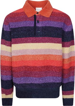 Dr&ocirc;le de Monsieur Chenille Striped Long Sleeve Polo Shirt