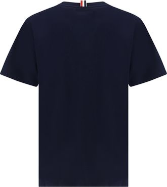 Thom Browne Mens Short Sleeve Crewneck T-Shirt Navy Cotton T-Shirts And Polos