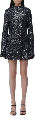 SIMKHAI Safia Sequin Long Sleeve Minidress in Black at Nordstrom Rack, Size 6