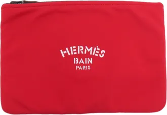 Herm&egrave;s Red Color Polyamide Pouch (Pre-Owned)