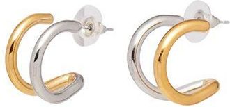 8 by YOOX DOUBLE RING GOLDEN AND SILVER HOOPS