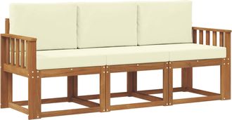 vidaXL Conjunto De Sof&aacute;s De Exterior 3 Uds. Natural Y Crema Vidaxl