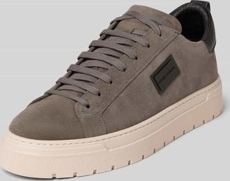 Antony Morato Ledersneaker mit Label-Applikation in Mittelgrau, Größe 43