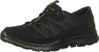 Skechers Womens Gratis-Strolling Sneaker, Black/Black BBK, 2 UK