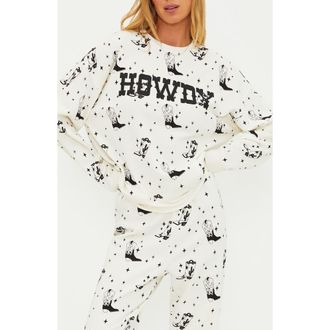 Beach Riot Devyn Western Boots Oversized Graphic Sweatshirt in Howdy Boots at Nordstrom, Size X-Large