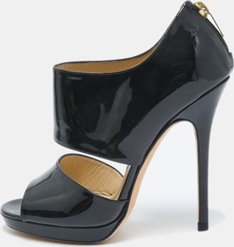 Jimmy Choo London Black Patent Leather Private Sandals