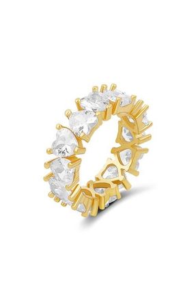 SHYMI Heart Cubic Zirconia Eternity Ring in Gold/White at Nordstrom, Size 6