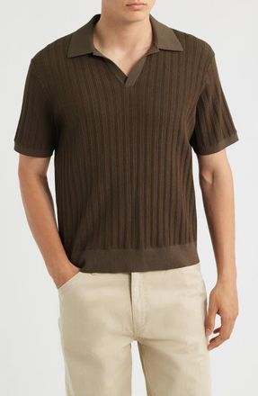 Wax London Siena Textured Cotton Blend Polo in Khaki at Nordstrom, Size Xx-Large