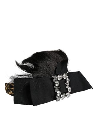 Dolce & Gabbana Womens Black Hair Parrucchiera Crystal Headband Diadem Viscose Silk Nylon Elastane Accessory