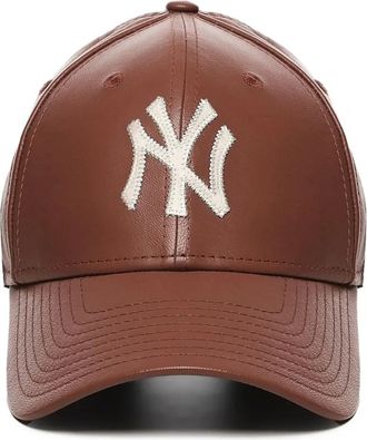 New Era Cappello da baseball con logo in pelle - Marrone
