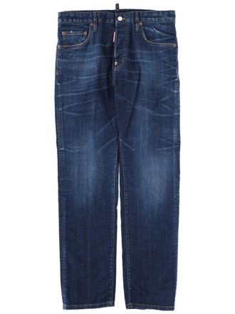 Dsquared2 Subtly Faded Dark Blue Cotton Jeans