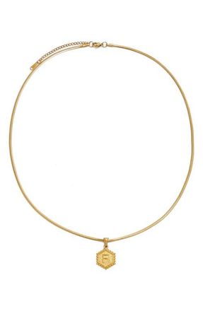 Petit Moments Initial Pendant Necklace in Gold-F at Nordstrom