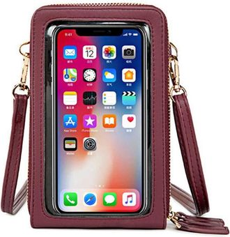 YUNA Touch Screen Phone Bag for Women, Lightweight Leather Phone Purse, Crossbody Bag Mini Cell Phone Pouch Shoulder Bag Card Holder Wallet Purse