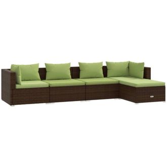 vidaXL 5 Pcs Garden Lounge Set Con Coj&iacute;n Mimbre Pe Brown