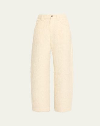 Brunello Cucinelli Fuzzy Alpaca Wide-Leg Pants