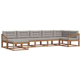 vidaXL Conjunto De Sof&aacute;s De Exterior 7 Pcs Gris Natural Y Claro Vidaxl